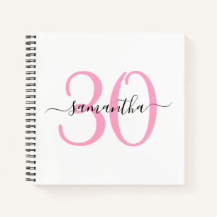 Personalised Pink 30th Birthday Guestbook Notebook