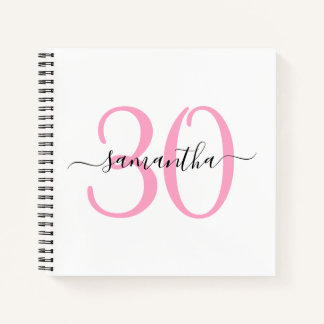 Personalised Pink 30th Birthday Guestbook Notebook