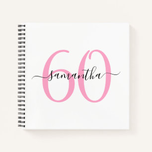 Personalised Pink 60th Birthday Guestbook Notebook