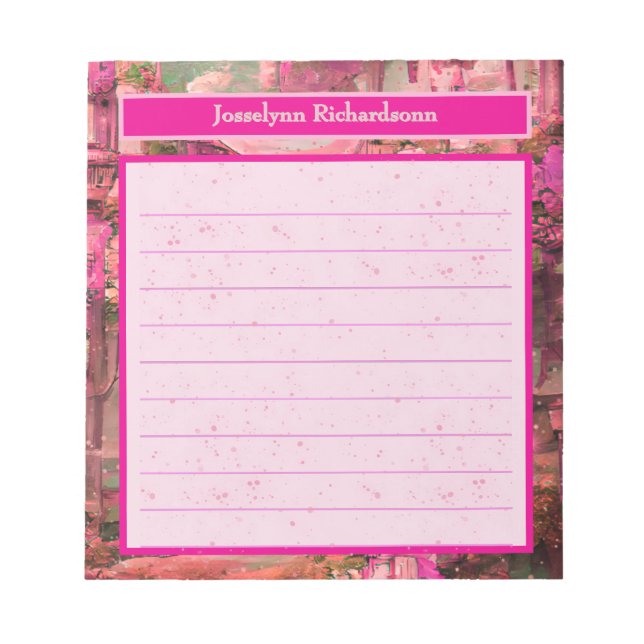Personalised Pink Abstract Forest World Notepad (Front)