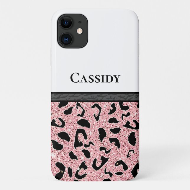 Personalised Pink and Black Animal Print Case-Mate iPhone Case (Back)