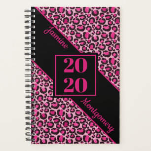 Personalised Pink and Black Leopard Print 2020 Planner