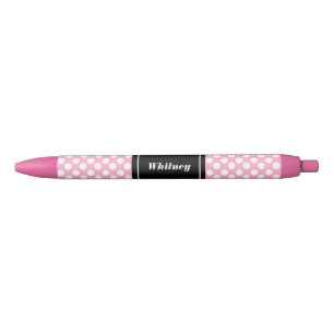 Personalised Pink and Black Polka Dot Pen
