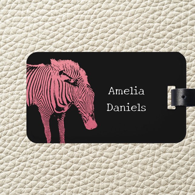 Personalised Pink and black Zebra Luggage Tag (Creator Uploaded)