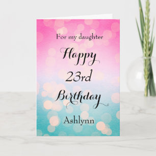 Personalised Pink and Blue 23rd Birthday Daughter Card