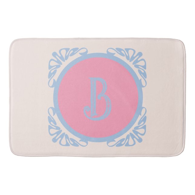 Personalised pink and blue  bath mat (Front)