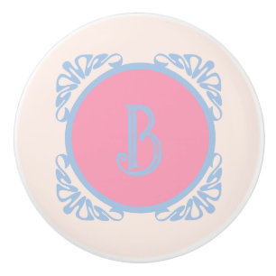 Personalised pink and blue ceramic knob