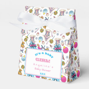 Personalised Pink And Blue Christmas Pattern Favour Box