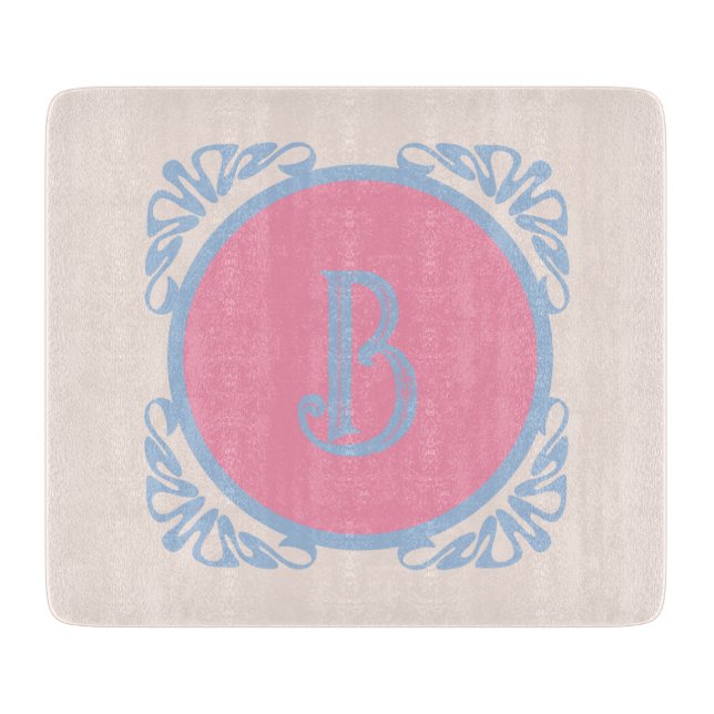 Personalised pink and blue  cutting board (Front)