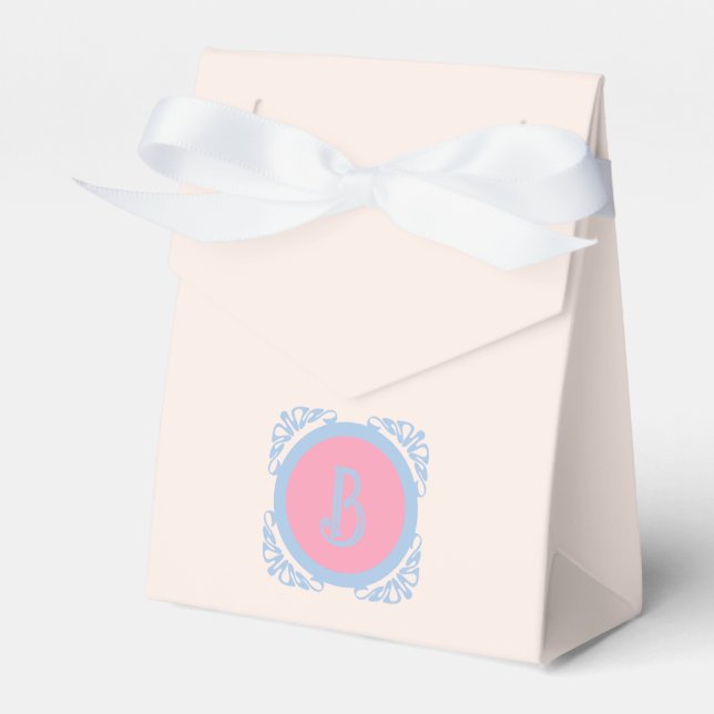 Personalised pink and blue  favour box (Front Side)