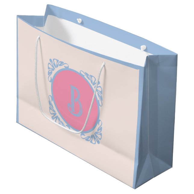 Personalised pink and blue  large gift bag (Front Angled)