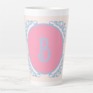 Personalised pink and blue latte mug