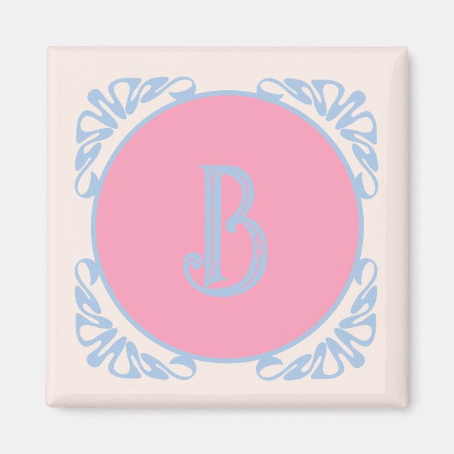Personalised pink and blue  magnet (Front)
