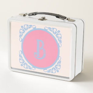 Personalised pink and blue metal lunch box