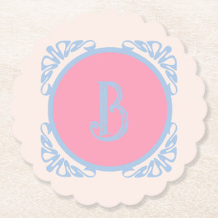 Personalised pink and blue paper coaster