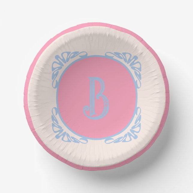 Personalised pink and blue  paper plate (Front)