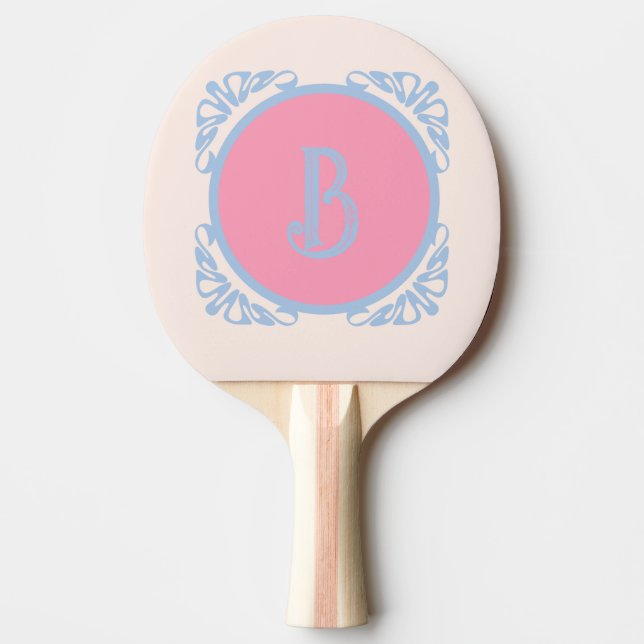 Personalised pink and blue  ping pong paddle (Front)