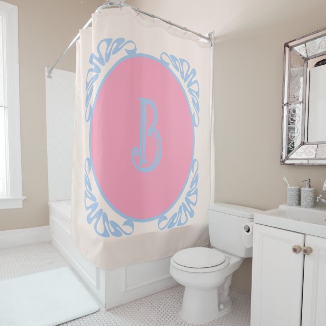 Personalised pink and blue  shower curtain (In Situ)