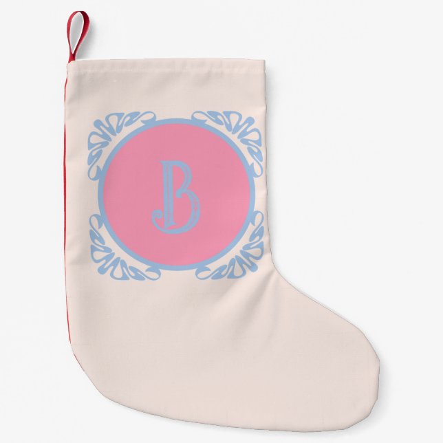 Personalised pink and blue  small christmas stocking (Front)