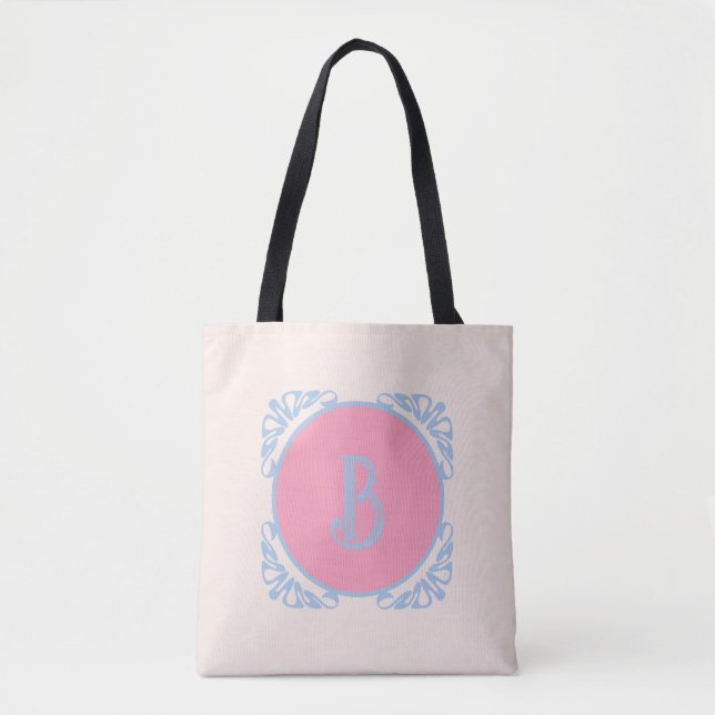 Personalised pink and blue  tote bag (Front)