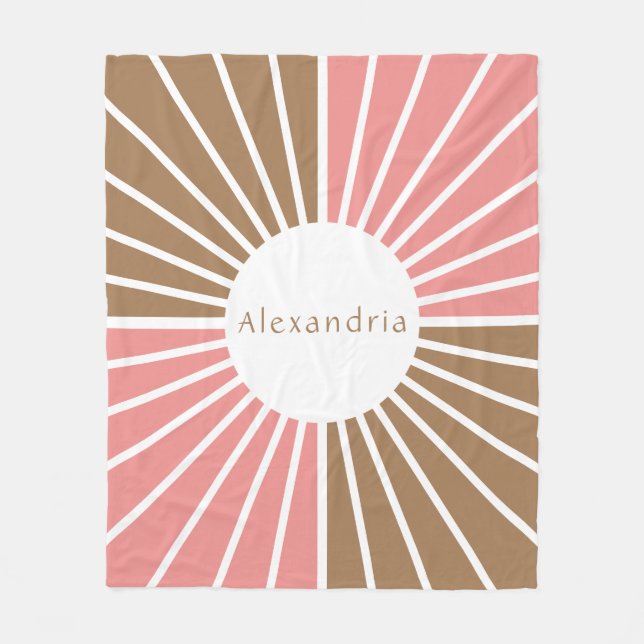 Personalised Pink and Brown Fleece Blanket (Front)