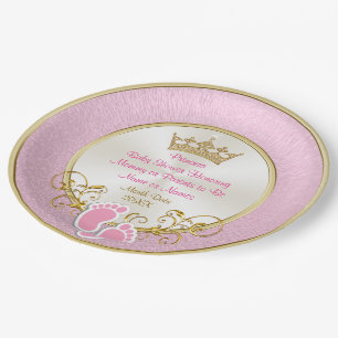 Personalised Pink and Gold Baby Shower Plates