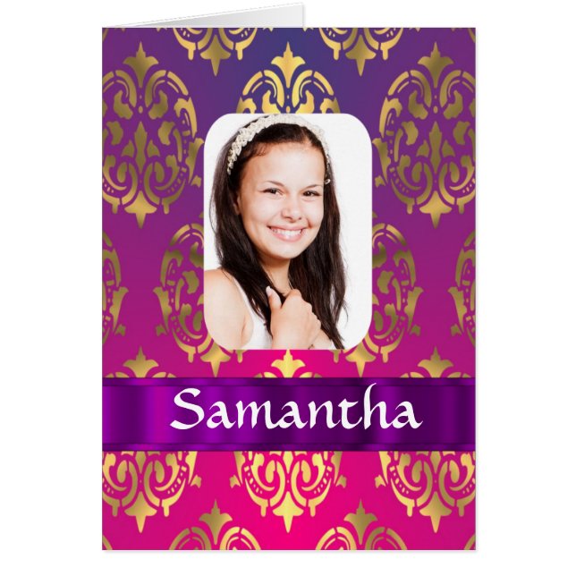 Personalised pink and gold damask pattern (Front)