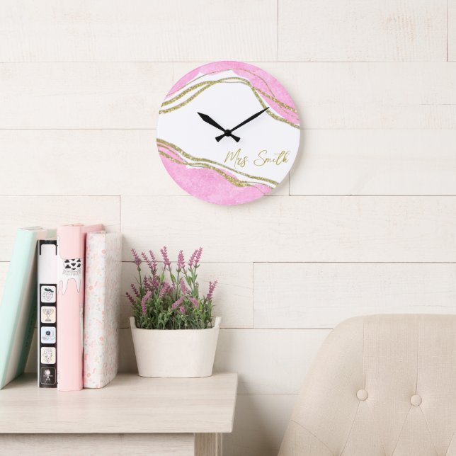  Personalised Pink and Gold Effect Wall Clock (Reading Room)