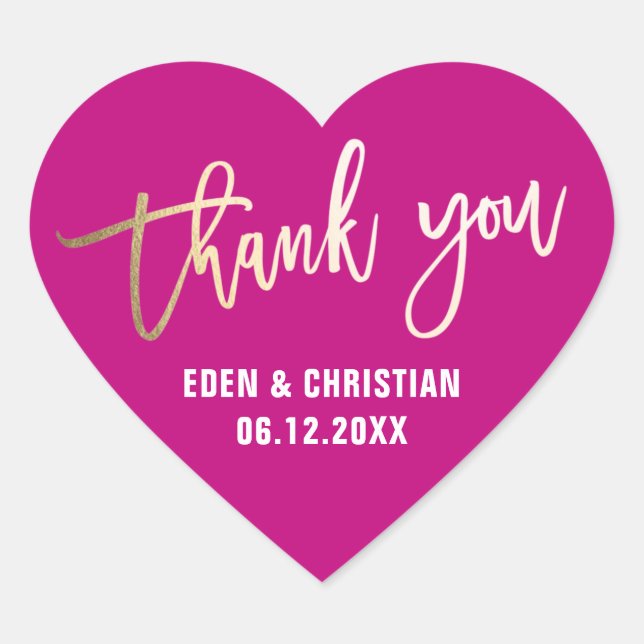 Personalised Pink and Gold Heart Sticker (Front)