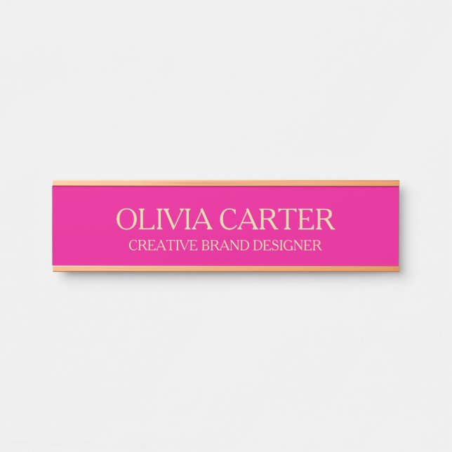 Personalised Pink and Gold Office Name Plate Moder (Front)