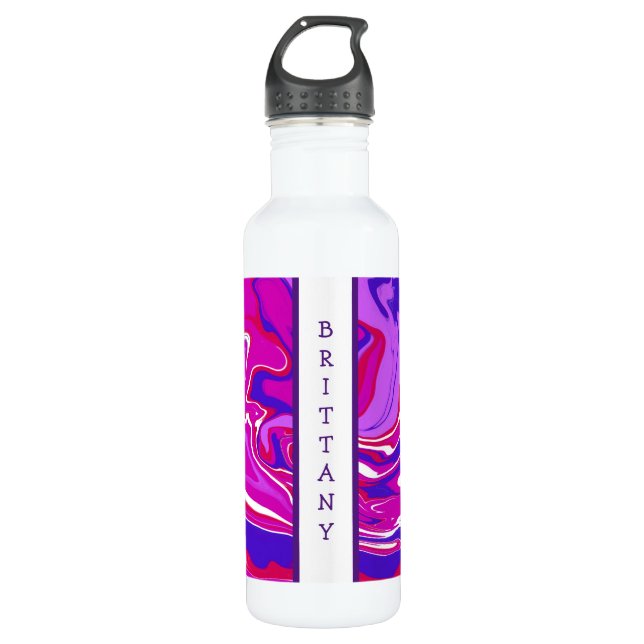 Personalised Pink and Purple Marble Swirls   710 Ml Water Bottle (Front)