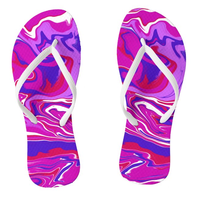 Personalised Pink and Purple Marble Swirls   Thongs (Footbed)