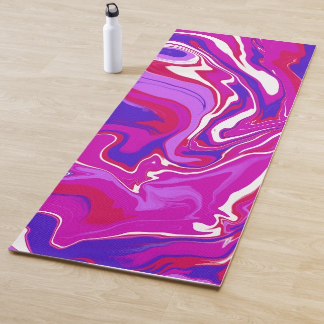 Personalised Pink and Purple Marble Swirls   Yoga Mat (In Situ)