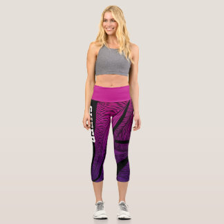 Personalised Pink and Purple Wave Capri Leggings