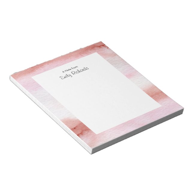 Personalised pink and rust watercolor Notepad (Angled)