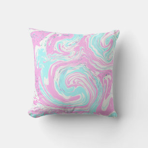 Personalised Pink and Teal Marble Swirl Fluid Art Cushion