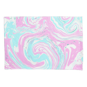 Personalised Pink and Teal Marble Swirl Fluid Art  Pillowcase
