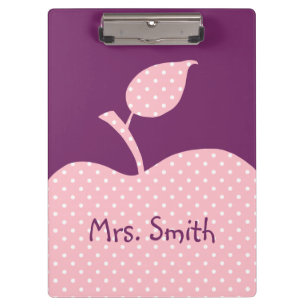 Personalised Pink and White Polka Dot Apple Clipboard