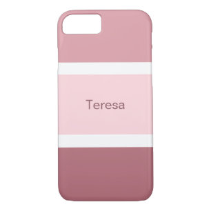 Personalised Pink And White Striped iPhone 8/7 Case
