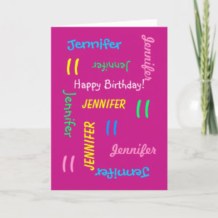 Personalised Pink Any Name, 11th Birthday Pink Card