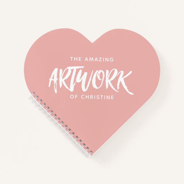 Personalised Pink Artist Heart Sketchbook Notebook (Front)