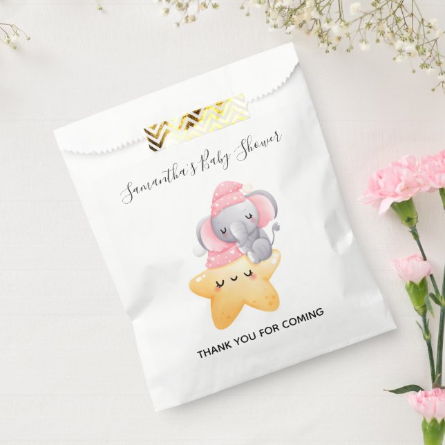 Personalised Pink Baby Elephant Baby Shower  Favour Bag (Sealed)