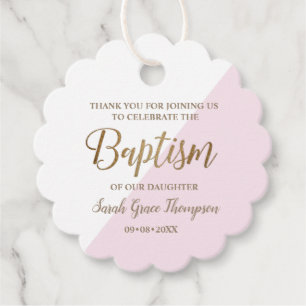 Personalised Pink Baby girl baptism thank you Favour Tags