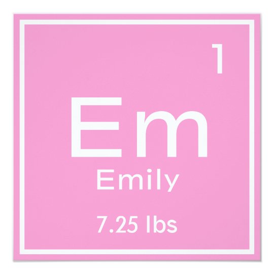 Personalised Pink Baby Girl Element Card