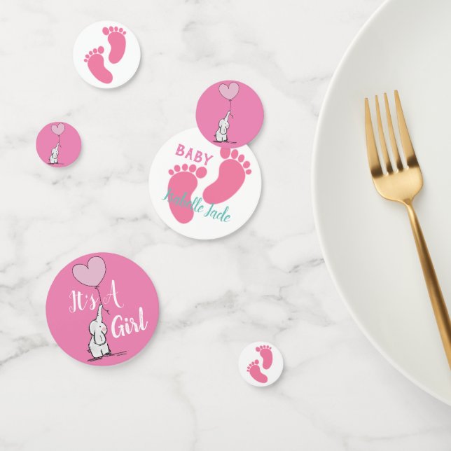 Personalised Pink Baby Shower Confetti (Group)