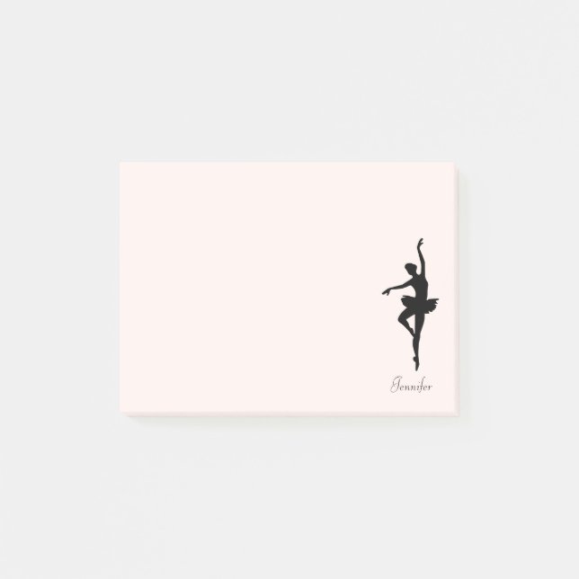 Personalised Pink Ballerina Dance Silhouette Post-it Notes (Front)