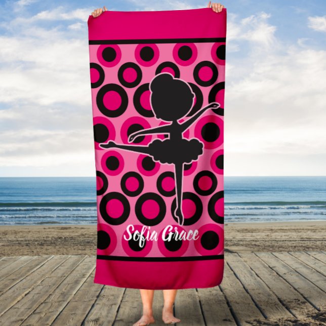 Personalised Pink Ballerina Kid's Bath Towel (Creator Uploaded)