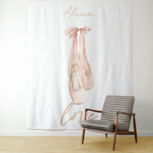 Personalised Pink Ballet Dance Studio Backdrop Tapestry