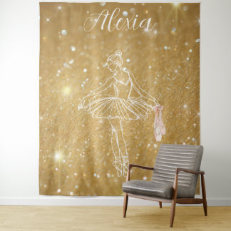 Personalised Pink Ballet Dance Studio Backdrop Tapestry