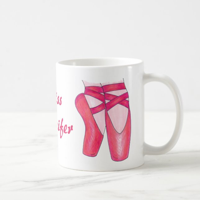 Personalised Pink Ballet Pointe Dance Teacher Gift Coffee Mug (Right)